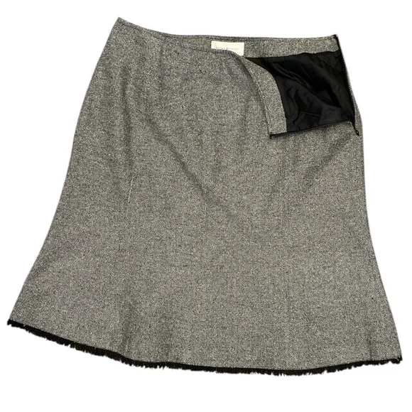 Susan Bristol Herringbone Fringe Hem Skirt Size 12 Vintage A-Line - Picture 5 of 10
